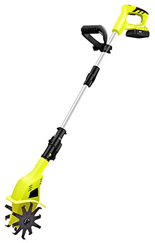 Motozappa elettrica 2 Pezzi, sarchiatore/coltivatore telescopico a Batteria, Lunghezza Regolabile, Protezione Batteria, Giallo