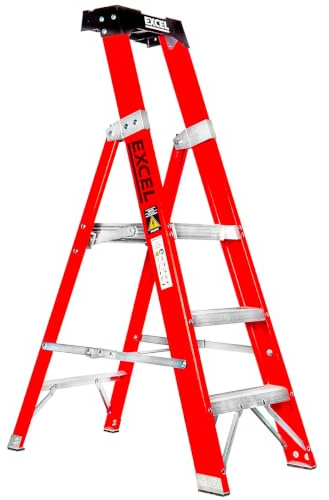 Excel Electricians Fibreglass Platform Step Ladder 3 Tread 1.34m EN131