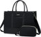 LOVEVOOK Borsa Università Donna, Grande Borsa Porta PC 17 Pollici, Impermeabile Borse da Lavoro Shopper Tote Bag Tracolla per Ufficio Insegnante Documenti Uni, Nera