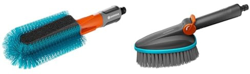 Gardena Cleansystem Fahrradbürste: Reinigungsbürste zum Säubern von Fahrrädern & Cleansystem Handbürste M Soft: Reinigungsbürste mit Schlauchanschluss