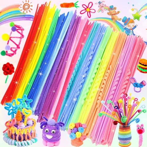 Pfeifenputzer zum Basteln, 200 Stück Chenilledraht 30CM, Mehrfarbig Pfeifenreiniger, Macaron Pfeifenreiniger Biegeplüsch Basteldraht für DIY Basteln und Dekorieren(Macarons und leuchtende Farben)