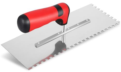 AOZBZ 6 mm Zahnglättekelle, Glättekelle Rostfreie, (280 * 107mm) Profi Edelstahl Glättekelle - Zahnspachtel zum Verlegen von Fliesen, Ergonomisch Griff