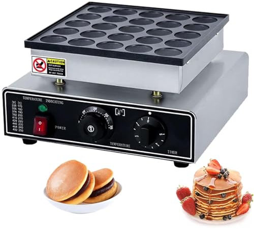 Gaufrier Commercial 850W, Machine à Pain Dorayaki éLectrique 25/50 Trous, TempéRature RéGlable (50-300 ℃)/Temps (0-5 Min), pour Restaurants, Boulangeries, Snack-Bars DéContractéS,25Holes