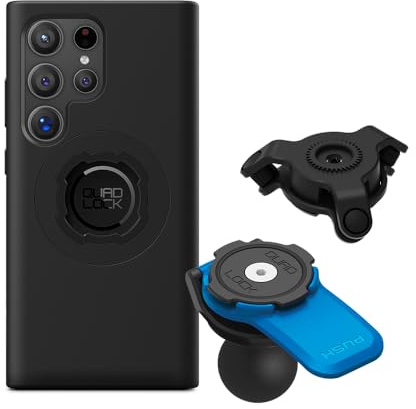 Quad Lock Telefonfäste för Motorcykel med 1 Kulkopplingsadapter och Vibrationsdämpare med MAG-fodral för Galaxy S24 Ultra