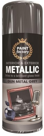 PF Metallic Gun Metal Grey Spray Paint 400ML - High Gloss Shimmering Finish | Excellent Coverage & Adhesion | Paint Factory Speciality Coating Spray Paint | Interior & Exterior Use