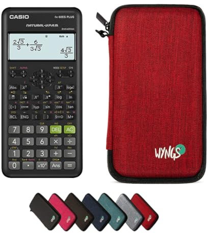 Casio fx-82ES Plus 2nd Edition inkl. WYNGS Schutztasche Rot - Wissenschaftlicher Taschenrechner - Basic Set