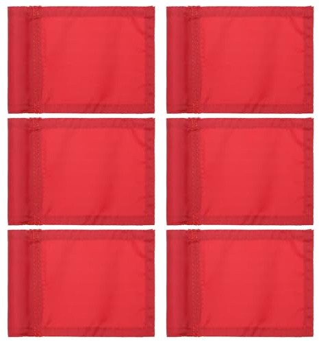 PATIKIL 7 x 5 Inch Golf Flag, 6 Pcs 420D Nylon Mini Garden Pin Flags Portable Target Flag with Tube Inserted for Outdoor Indoor Yard Backyard Garden, Red