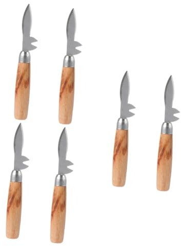 Amosfun 6 Piezas Cuchillo para ostras Cuchillo ostras abridor de ostras Suministros para Abrir ostras abridor de mariscos abridor de Conchas de ostras desgranadora de Acero Inoxidable