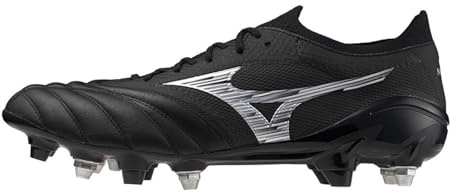 Mizuno Morelia IV Mix Soft Ground - Scarpe da Rugby da Uomo, Nero Argento, 44.5 EU