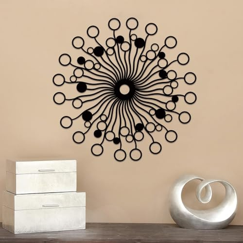 Resama Wandskulptur aus Metall mit Sonnenschliff, Draht-Wandskulptur mit runden Akzenten, moderner Minimalismus, Wandkunst zum Aufhängen für Wohnzimmer, Schlafzimmer, Büro, Eingangsbereich