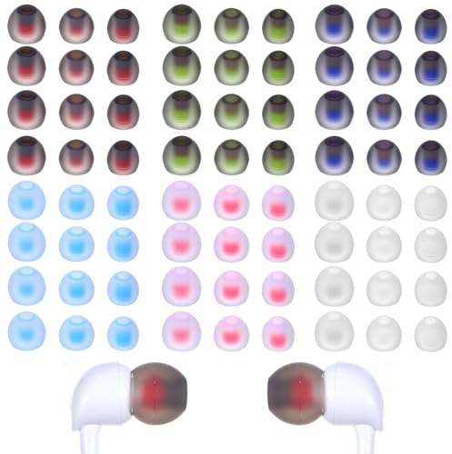 Hpmjz Lot de 36 paires d'embouts en silicone antidérapants de rechange pour écouteurs intra-auriculaires, 4 couleurs, 3 tailles (S/M/L)