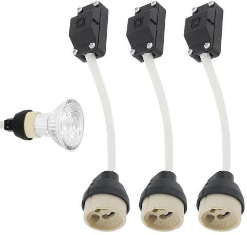 3 PCS GU10 Lamp Holder, High Temperature Resistant GU10 Adapter, 2A 250V Gu10 Sockets with Terminal Blocks for Halogen Bulbs, Spotlights and Downlights Mains Connector Adapter (3Pcs White)