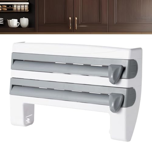 Coupe-film étirable – Distributeur de papier d'aluminium, organisateur de rouleau de papier réutilisable pour emballage de cuisine, collations, -manger, viande, mur, restaurant, réfrigérateur