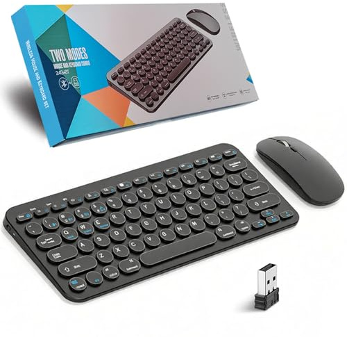 Portátil inalámbrico Bluetooth teclado y ratón ratón Set Dual Mode QWERTY US Layout recargable inalámbrico silencioso 1600Sensibilidad ajustable Windows/iOS/Android PC/ordenador portátil/iPad