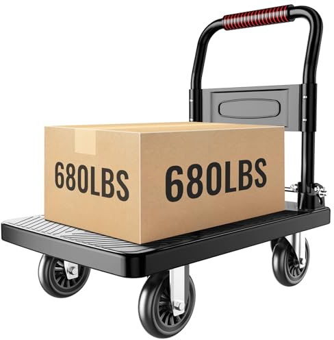 TIDY PALM Foldable Push Cart Platform Cart,Moving Platform Hand Truck,Foldable for Easy Storage and 360 Degree Swivel Silent Wheel(880LBS).