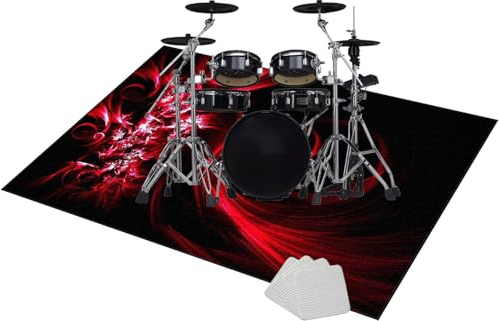 Qivstxug 120 x 90 cm Drum Mat Soundproof Drum Blanket | Professional Percussion E-Drum Rug | Non-Slip Drum Carpet Rugs | Jazz Drum Kit Bass Drum Snare Musical Instrument Mat | Drums Set Rug