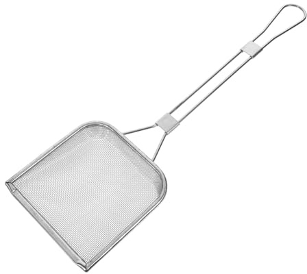 FELTECHELECTR Cucchiaio Schiumarola in Acciaio 304 con Maglia Fine per Filtraggio Olio e Fritti Manico Ergonomico Antiscottatura con Appendibile per Pentole Calde e Cucina Multifunzione