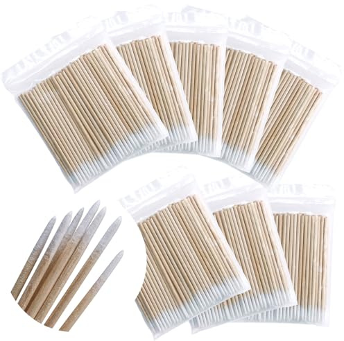 800 Piezas Cotonetes Hisopos de Algodón 7 cm Bastoncillos de Algodón Puntiagudos,Bastoncillos de Maquillaje,Mango de Madera para Tatuajes,Cejas,Belleza,Maquillaje,Uñas