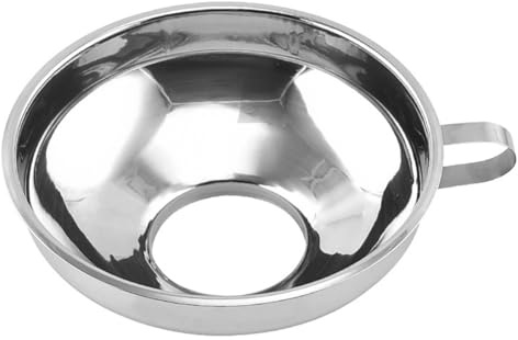 BEAMARKER Embudo de Boca Ancha de Metal, Embudo de Boca Regular para Tarros con Asa, de Acero Inoxidable Plateado, para Llenado de Líquidos, Tolva Sólida Y Lisa para Enlatar, Rellenar Frascos, Botel
