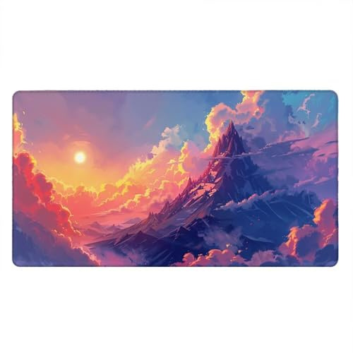 Tappetino Mouse Gaming XXL, 2000x1000x3mm Grande Tappetino Scrivania Cuciti Base in Gomma, Mouse Pad Impermeabile Antiscivolo, PC Desktop Ufficio, Migliora Precisione Velocità (Monte Neve Alba) xR7877