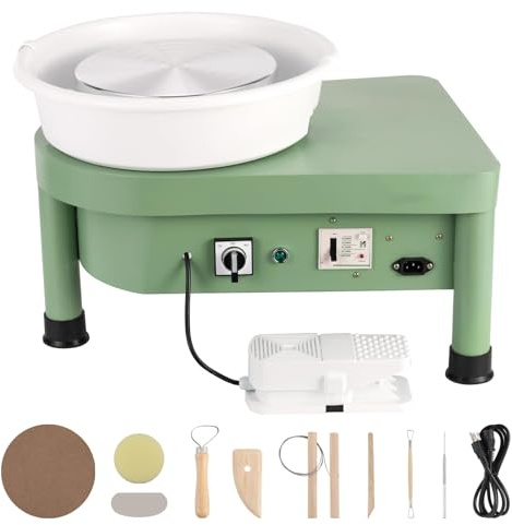 HYQNG Macchina per Tornio Elettrico Mini, Tornio Elettrico per Ceramica 2000 RPM, Strumenti per Argilla, Tornio Elettrico Mini per Fare Ceramica per Bambini E Principianti