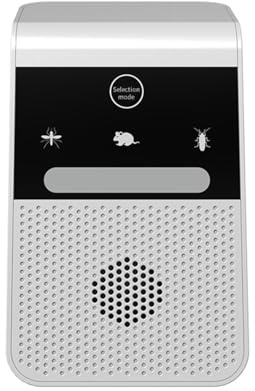 Ultrasonic Pest Repeller, 3-Mode Selection for Mice, Mosquitoes and Cockroaches, Dual-Colour Flashing Light, Plug and Play, 6.7x9.5cm (B-White)