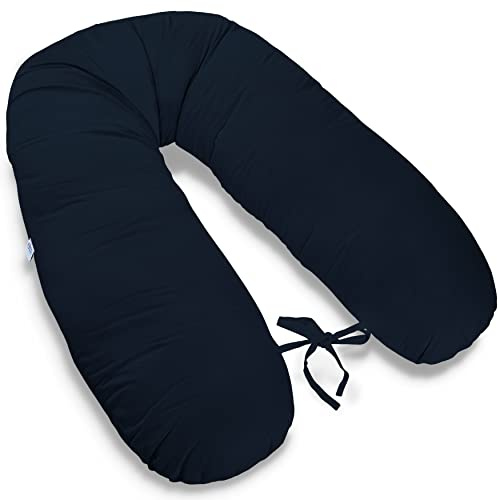 ekm trade 170cm XXL Stillkissen Schwangerschaftskissen Lagerungskissen Seitenschläferkissen große Farbwahl Handmade Baumwolle 100% aus Zertifizierte Materialien (16 – Marineblau)