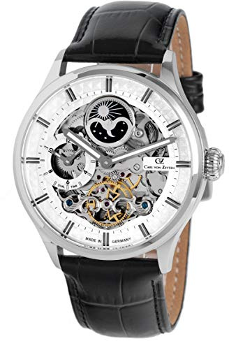Carl von Zeyten Skelett för män automatisk klocka med läderarmband CVZ0008WH, Armband