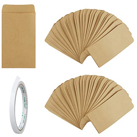 Dadabig 120 Stück Mini Papiertüten, Klein Kraftpapier Tüten Mini Papierbeutel Kraft Umschlag Flachbeutel für Geschenk Schmuck Samentüten zum Befüllen Bonbons Süßigkeiten Weihnachtskarte (Braun)
