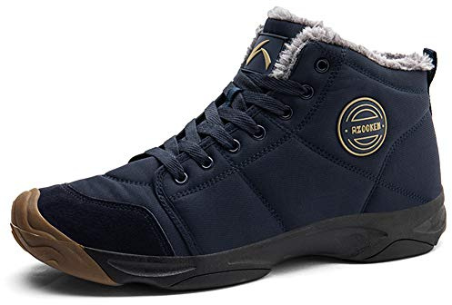 UPSOLO Mens Ankle Snow Booties Backpacking Hiking Boots Warm Soft Sole Comfortable Extra Wide Width Thicken Lightweight Walking Casual Sneakers(6118 Blue 44)
