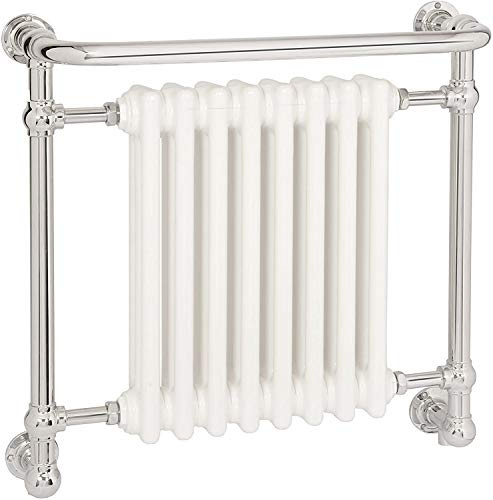AQUAWORLD Traditional Victorian Style Bathroom Heated Towel Rail Using Low Carbon Steel With 8 Section White Radiator Floor Mounted Towel Warmer 686 X 675 MM