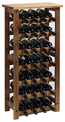 Everous Wine Rack Wood Floor Standing 28 Bottles - 7 Tier Wooden Wine Holder Storage Organizer for Kitchen, Pantry, Wine Cellar, Bar - Freestanding Display Rack Natural Acacia - Sustainable Home Decor