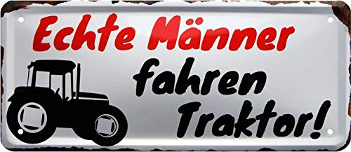 Blechschilder Lustiger Traktor Spruch “Echte Männer Fahren Traktor“ Trecker Bauer Landwirte Deko Schild Metallschild Humor Witziges Geschenk zum Geburtstag oder Weihnachten 28x12 cm