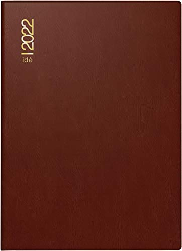 rido/idé 7013002292 Taschenkalender perfect/Technik I, 2 Seiten = 1 Woche, 100 x 140 mm, Kunststoff-Einband bordeaux, Kalendarium 2022