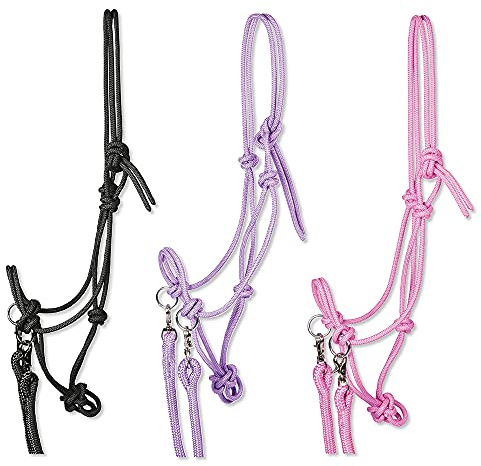 PFIFF 102937 Knotenhalfter mit Zügel, Snap-Karabiner Wirbel, Pink, Shetty