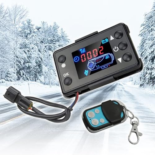Baceyong Fernbedienung Mit LCD-Monitor-Schalter, 12V Auto Frontscheibenheizung Controller Mit 4-Tasten-Fernbedienung, Universal Standheizung Für Auto Diesel Lufterhitzer