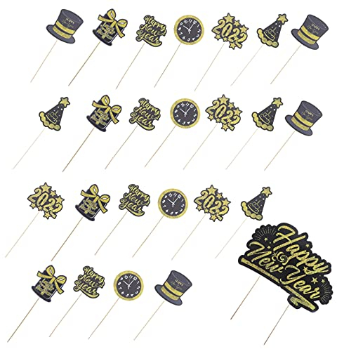 Amosfun 25Pcs Frohes Neues Jahr Kuchen Topper Kuchen Topper Picks Neue Jahr Dekorationen Silvester Party Dekorationen Liefert 2022 Ornamente