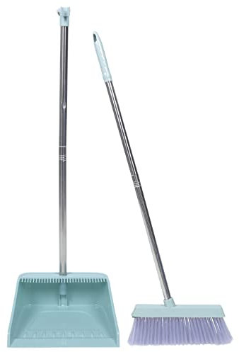 TOPBATHY 1juego Escoba y Recogedor Para Limpieza De Cabello Baño Herramienta De Limpieza De Suelo Color Azul Escoba Recogedor
