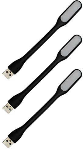 Cerioll USB-Licht, Mini USB-LED-Licht-Lampe, 3 Stück Flexible Schwanenhals-Leselicht, Für Notebook Computer Tastatur, Schwarz