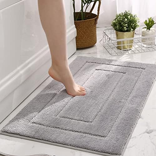GRANNY SAYS Gray Bathroom Rug, Non-Slip, Super Soft and Water Absorbent Microfiber Bath Rug, Machine Washable, 16 x 24
