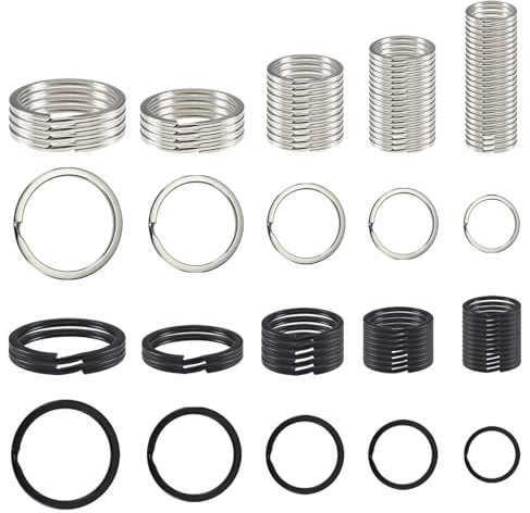 TOAOB THE ONE AND ONLY BABY 100pcs Porte-Clés Plats Double Boucle en Métal Attache Mousquetons Fermoirs 15mm à 35mm Argent/Noir Ronds Accessoires Voiture DIY Anneau Artisanat Crochets DE-CLBD0174