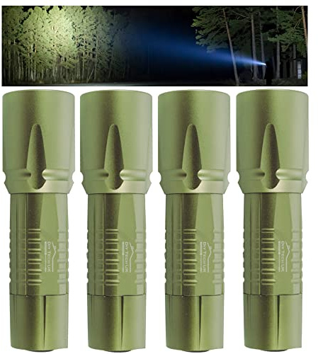 DIY TECH UK - Super Bright LED Torch - 300m Range - 4-Pack - Mini 12cm | Next Generation LED Technology - 5 Functions - Tough Pocket Torch - Anti-Slip - Aerospace Grade Aluminium Body Gun Metal Grey