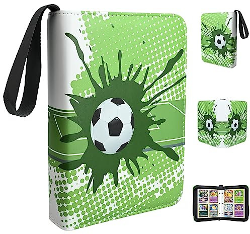 Football Trading Cards Album, 400 Pockets Trading Card Binder with Removable Sleeves, Waterproof Game Card Storage Folder with Zipper, 50 Pages, 8 Pockets Each Sheet (Double Sided)