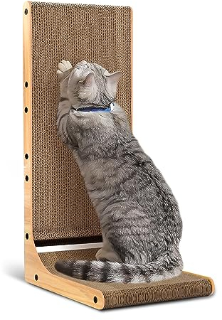 Draywitt Kratzbrett für Katzen, L-förmig, 68,3 cm, Holzfarbe