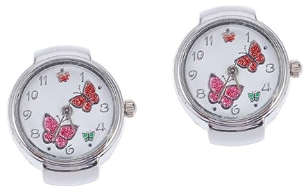 UKCOCO 2 Stück Glänzende Armbanduhren Mit Schmetterlingsdekor Für Damen Ringuhr Große Ziffern Für Einfaches Ablesen Schmuckuhr Für Zeit Und Stil