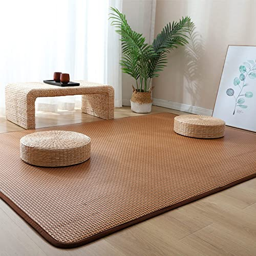 FUYAO Japanese Tatami Floor Mat, Natural Rattan Non-Slip Breathable Area Rug,Summer Foldable Floor Sleeping Mat Indoor Floor Carpet for Living Room Bedroom Crawling Playmat