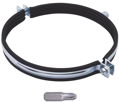 SKIR'CO (1 pc) Pipe Brackets with Rubber Linings for 180 mm Pipes, Pipe Clamps, Pipe Supports for Wall and Ceiling Mounting