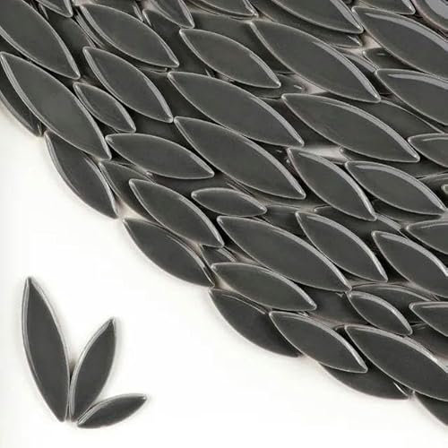 Piastrelle con foglie in ceramica da 600 g/21,6 once Piastrelle a forma di foglia in porcellana fai-da-te 3 dimensioni-Mix 4 mm/0,15 pollici di spessore Piastrelle lanceolate-Grigio-600 g-21,6 once