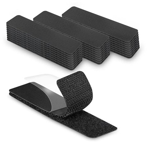 Boulton Hook and Loop Strip Tape 1x4 inch – Pack of 10 | Sticky Back Hook and Loop Tape Strip | Stick On Strips Self Adhesive Strips Fastening Hook&Loop Pads Picture Hanging Adhesion