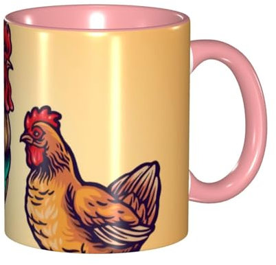 Hahn und Henne Kaffeetasse, 330 ml Keramikbecher, Teetasse, perfekt für Küchen, Restaurants und Cafés